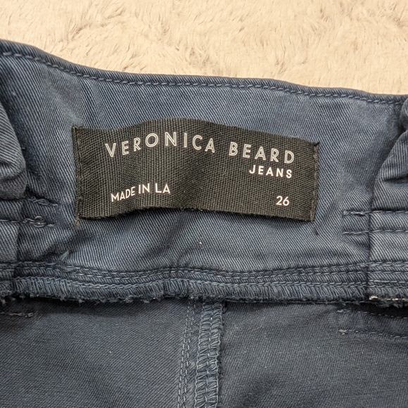 Veronica Beard Pants Womens 26 Blue Navy Karter Belted Paperbag Straight Leg - Picture 7 of 11